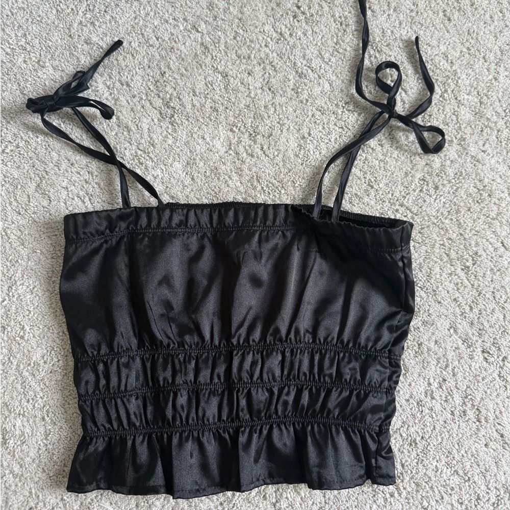 Nasty Gal Black Satin top